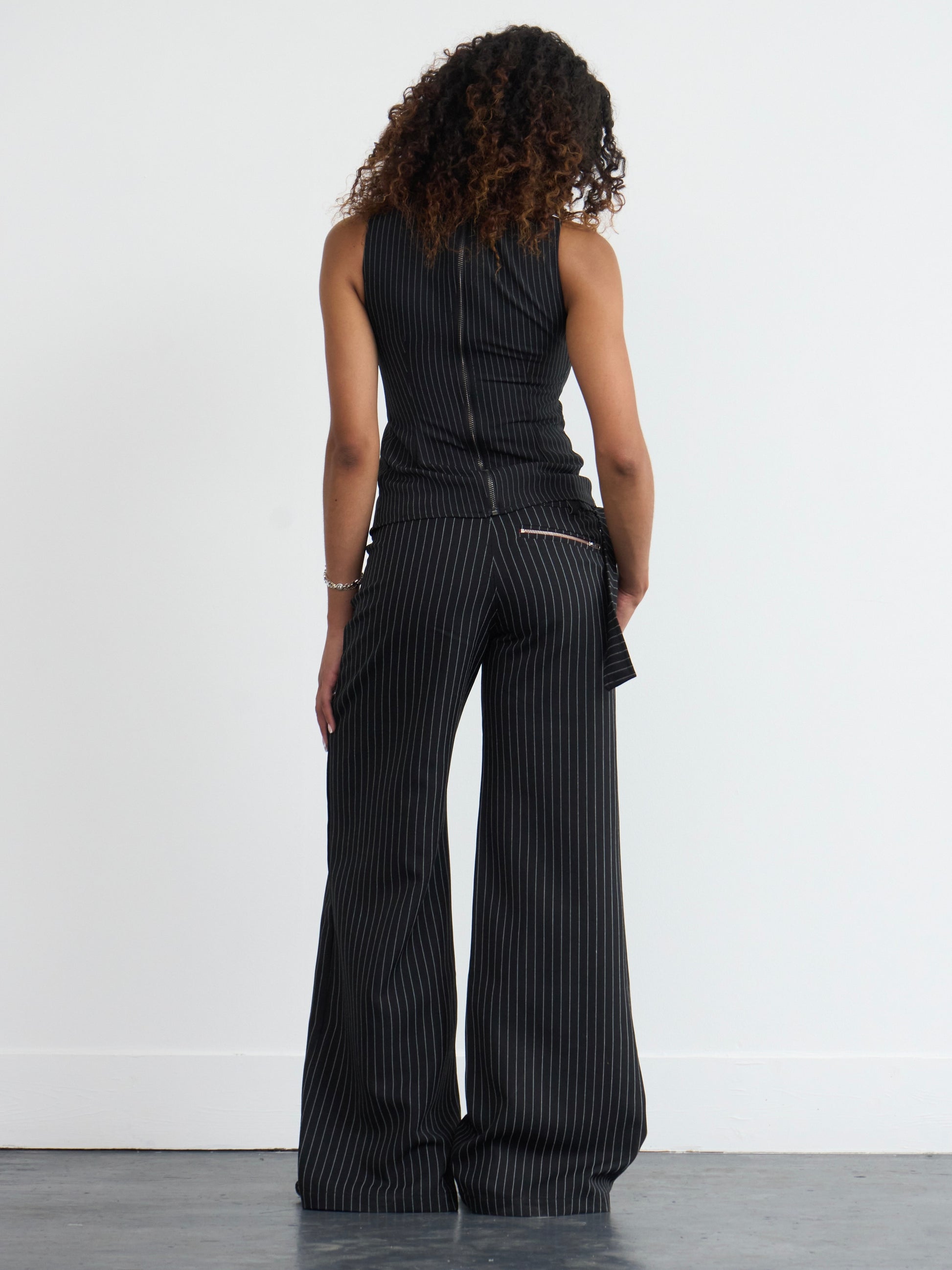 roman trouser  - black pinstripe