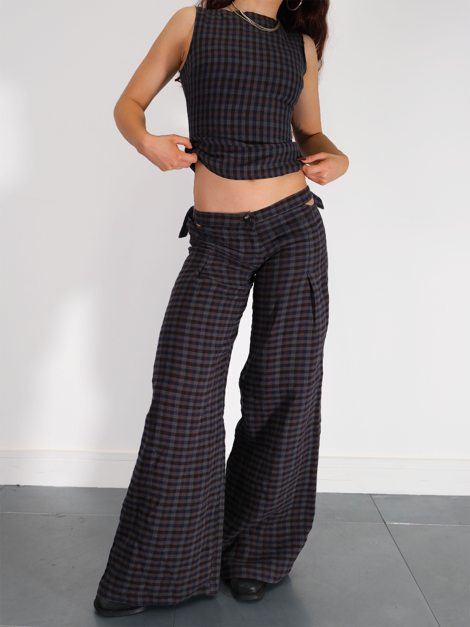vivienne trouser - gingham linen