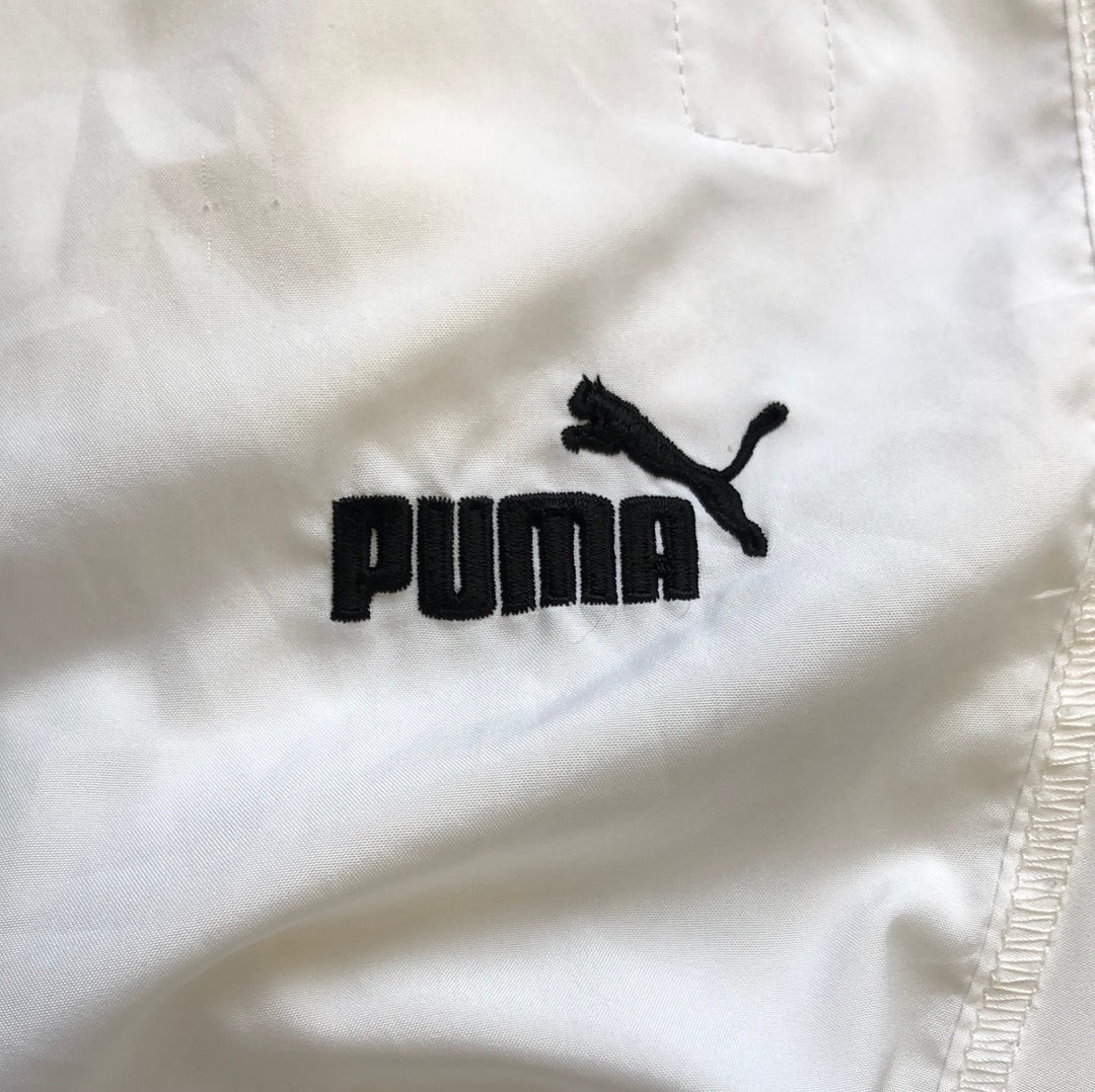 white baggy puma tracksuit bottoms