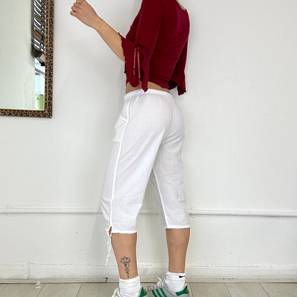 white linen capri trousers