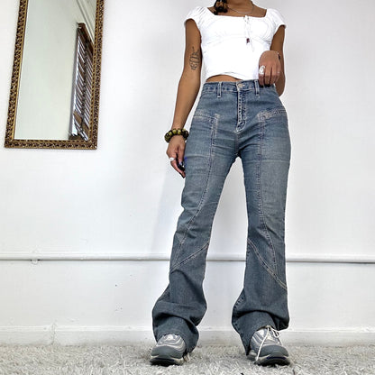 baggy flared leg cargo jeans