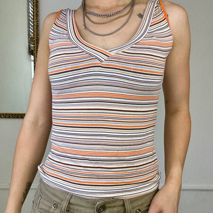 striped v neck tank top