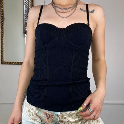 90s guess black brassiere corset top