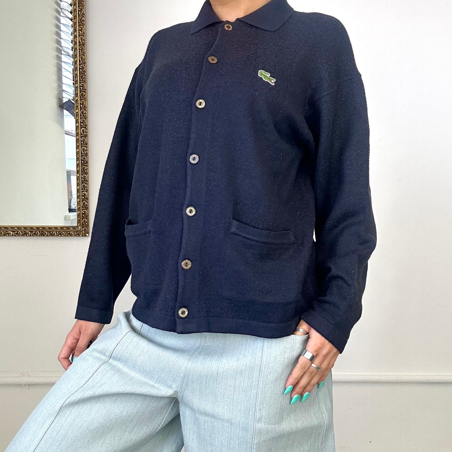 90's lacoste knitted button up cardigan