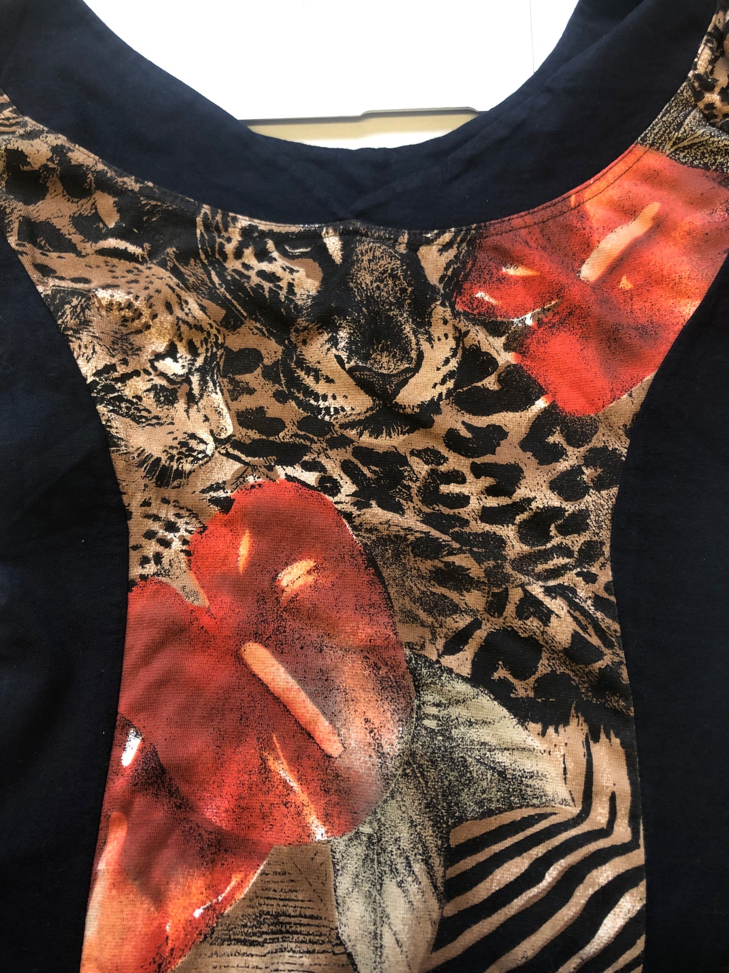 vintage cheetah graphic print long sleeve top