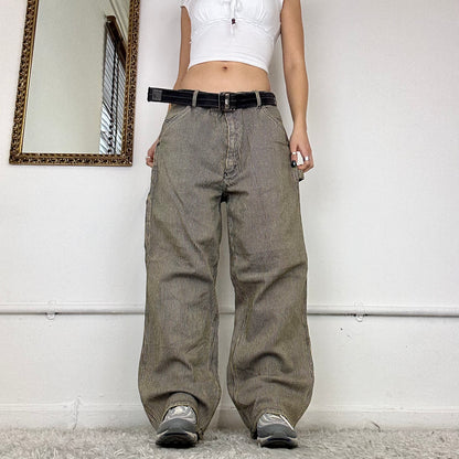 2000's pinstripe cargo jeans