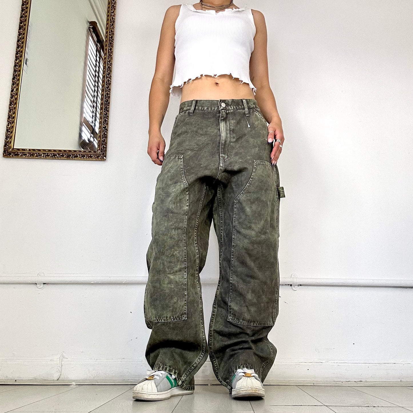 2000's khaki cargo denim jeans