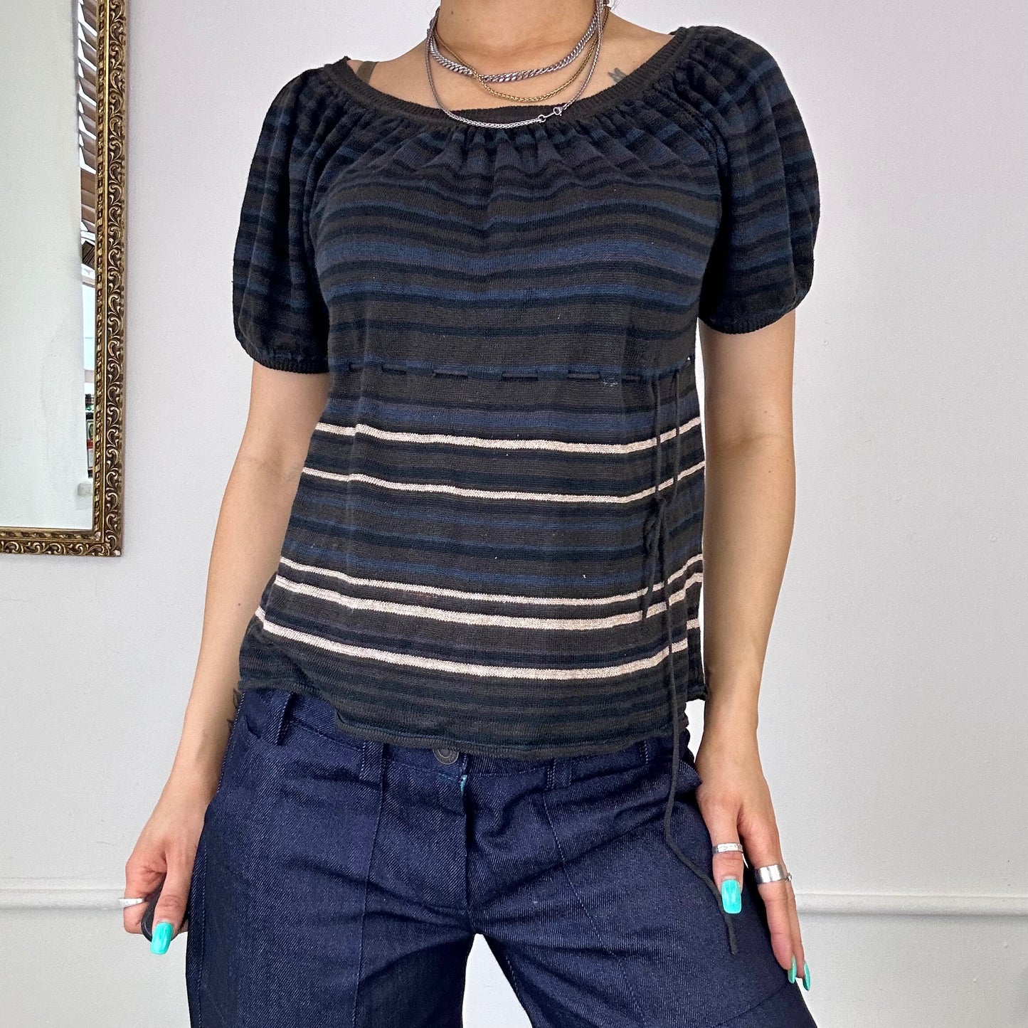 kookai knitted striped top