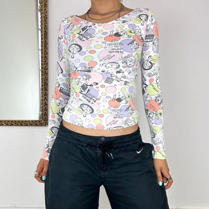 00's graphic comic print top