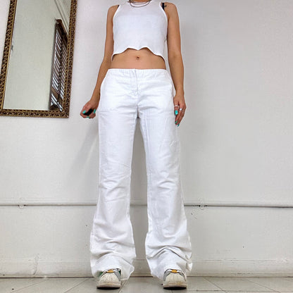 2000's white pinstripe trousers