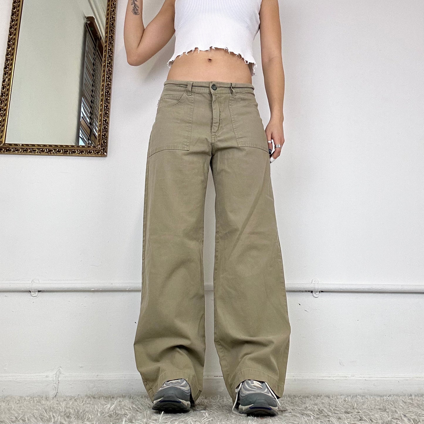 wide leg cargo trousers by angels