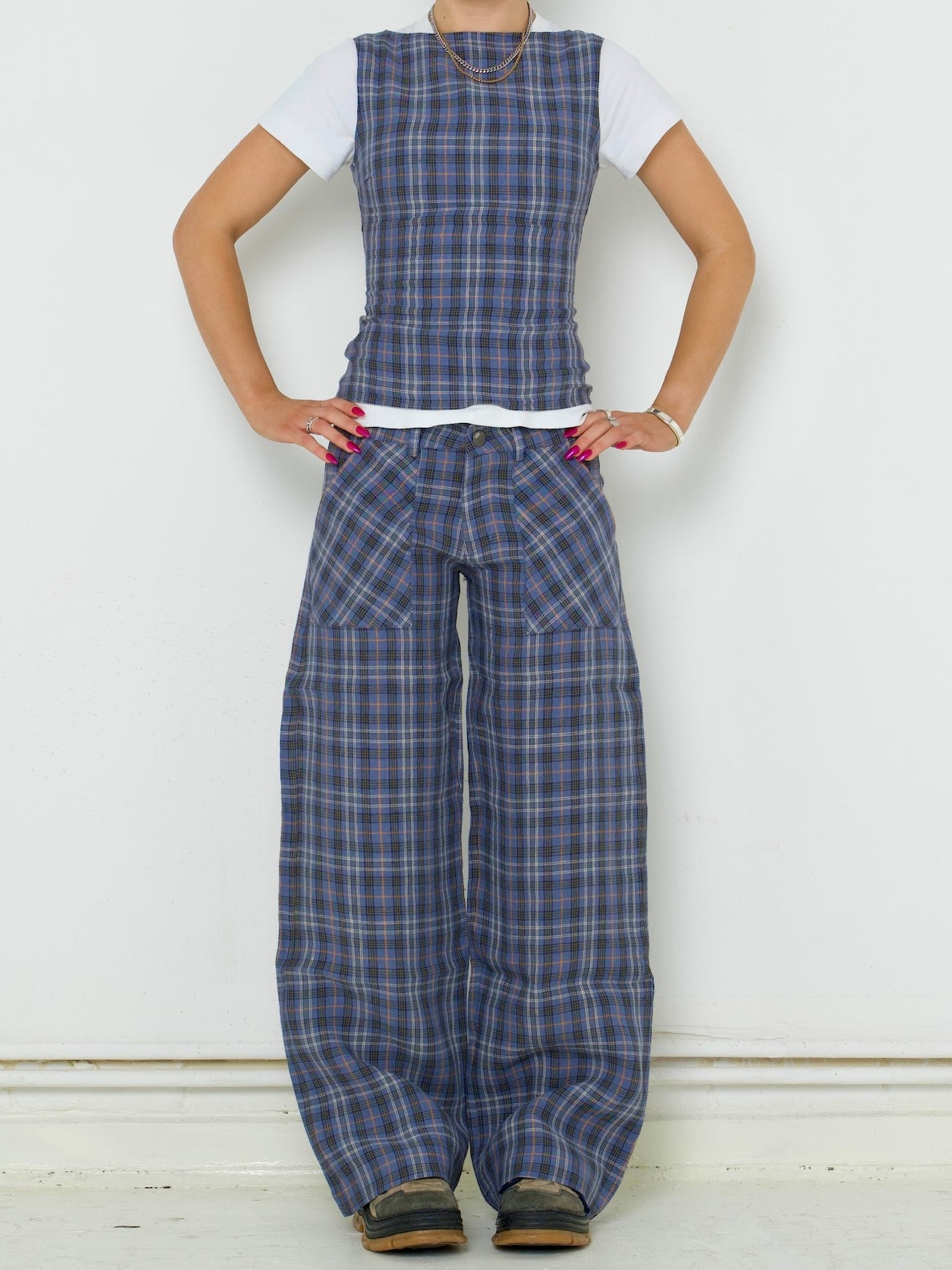 slouch trouser - pebble linen