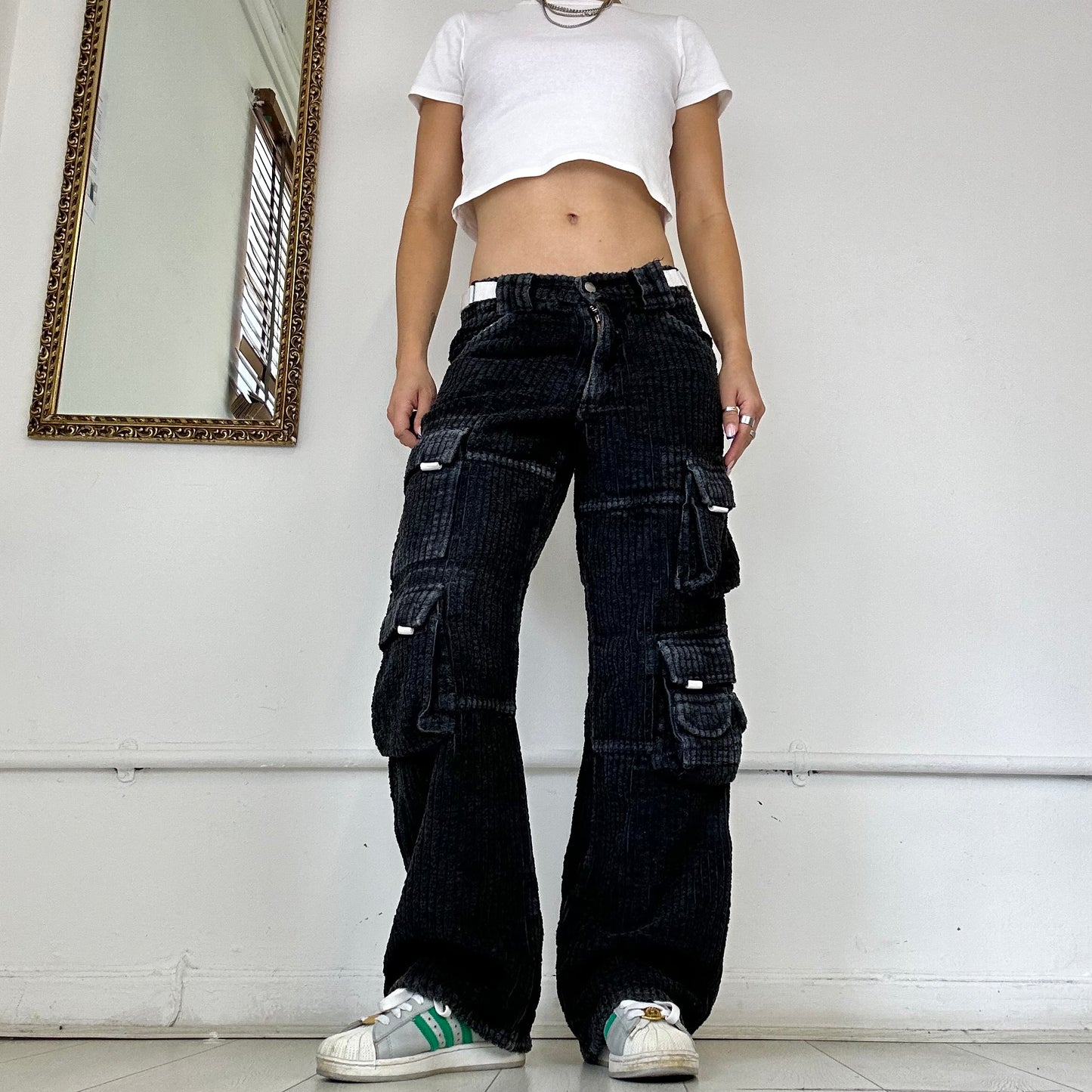 2000's black corduroy cargo trousers