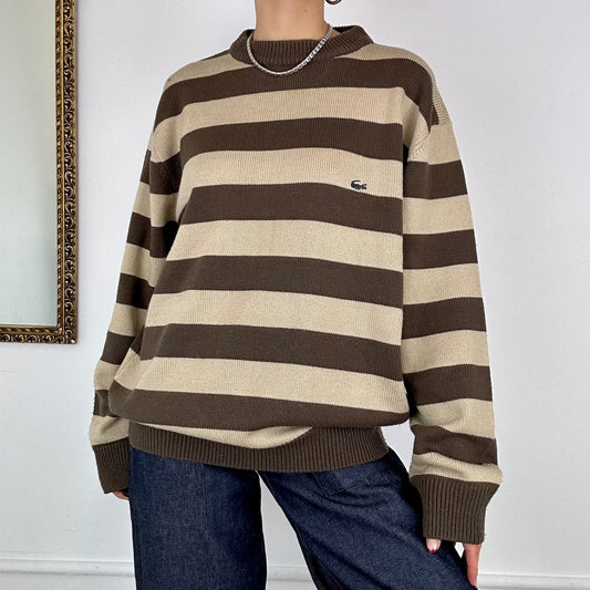 Lacoste brown striped knit jumper