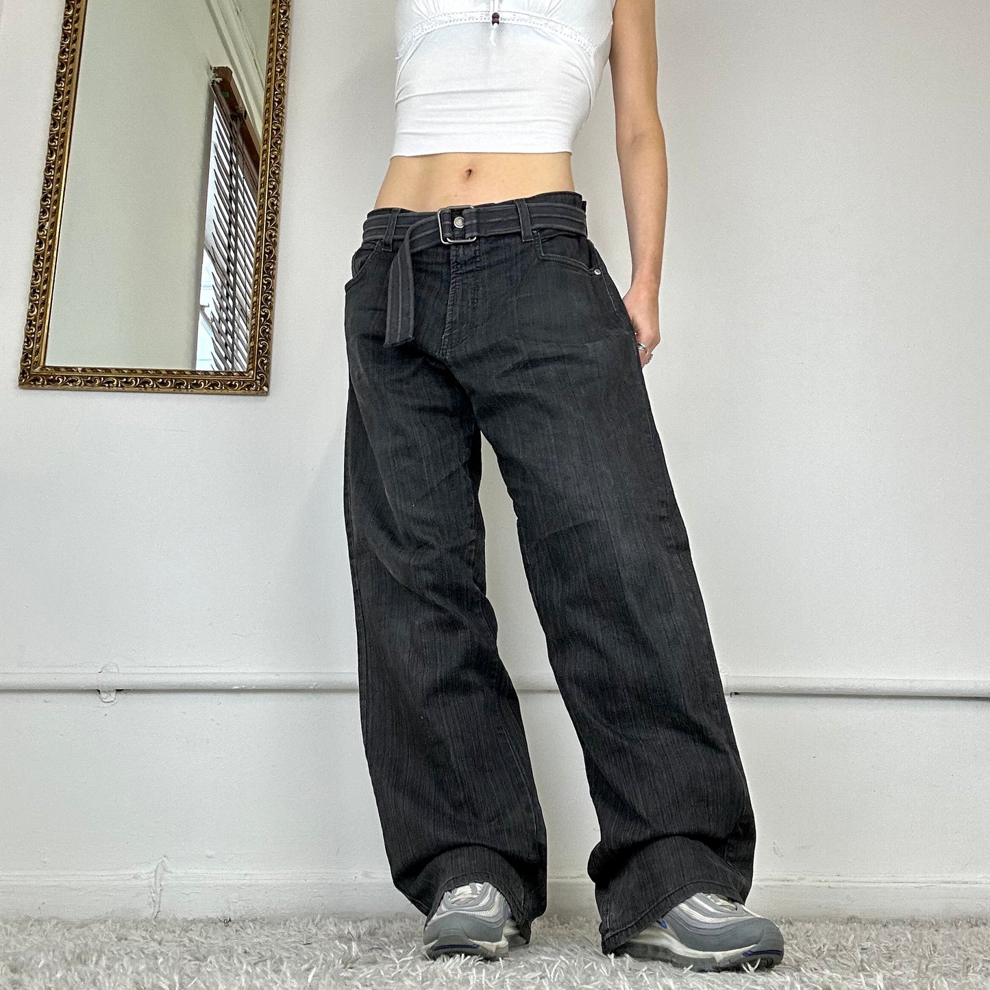 00’s black baggy skate jeans