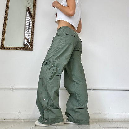 khaki wide leg cargo trousers