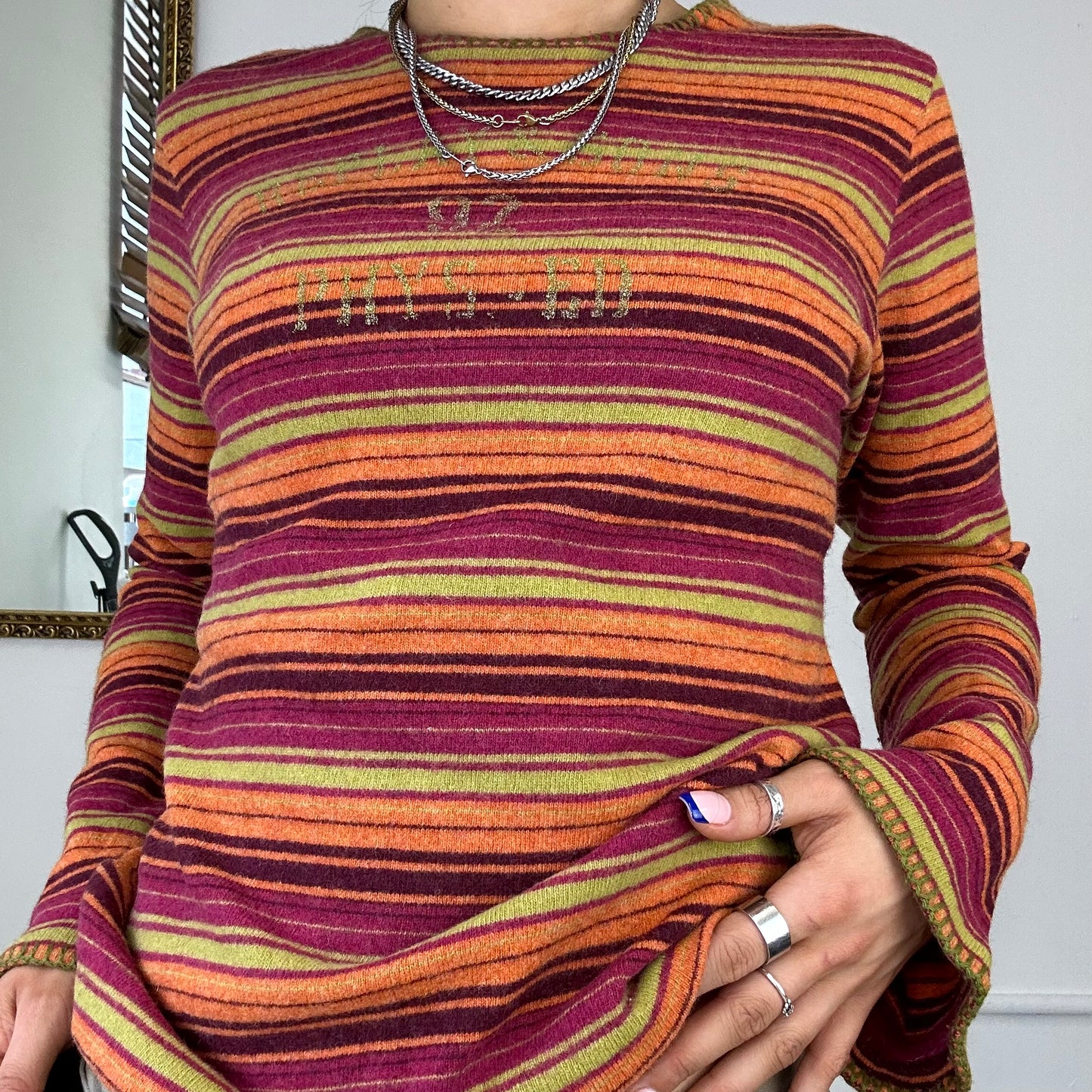 2000's replay colourful striped long sleeve top