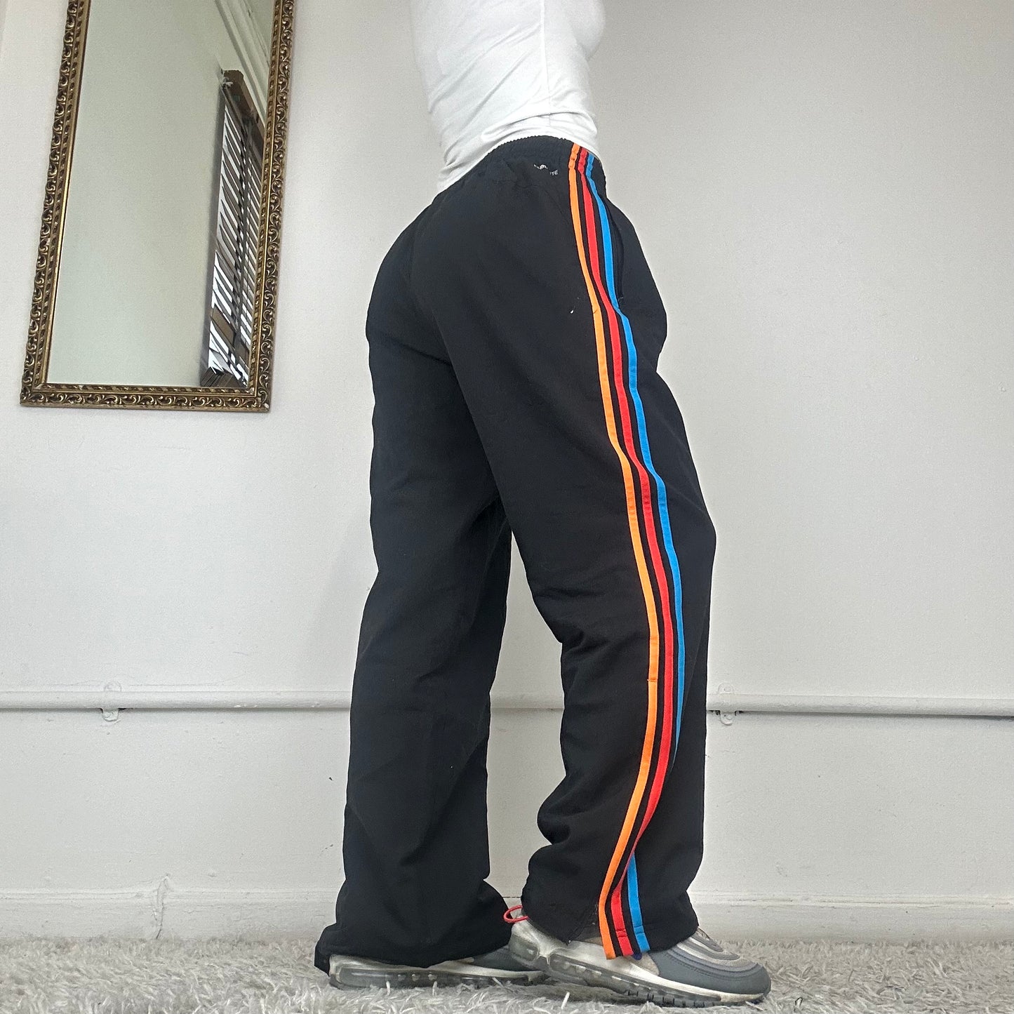 adidas tracksuit bottoms with multi coloured stripes