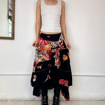 fuego layered midi skirt