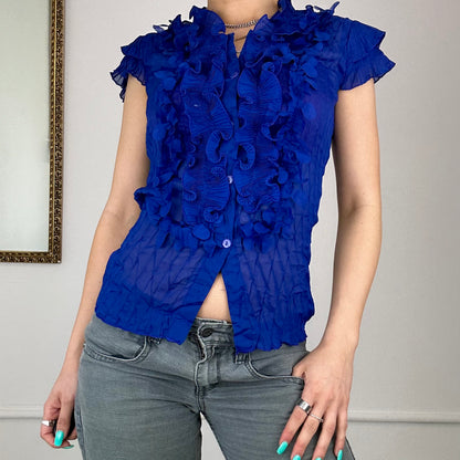 blue mesh 90’s blouse