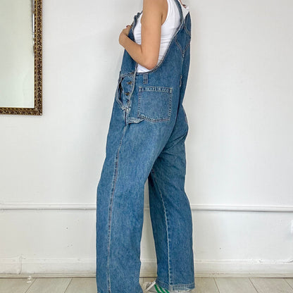 baggy mid wash denim dungarees