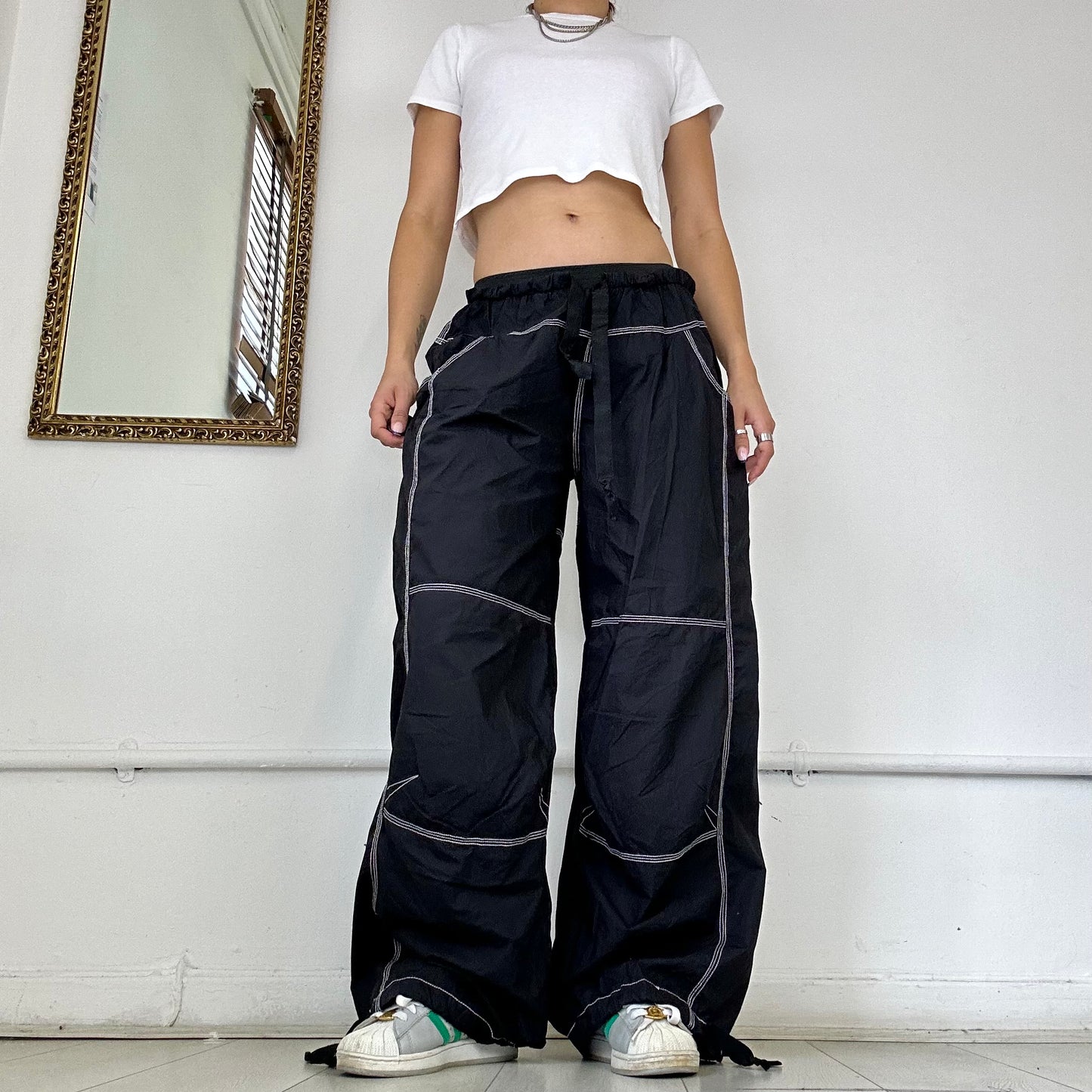 2000's black baggy cargo trousers