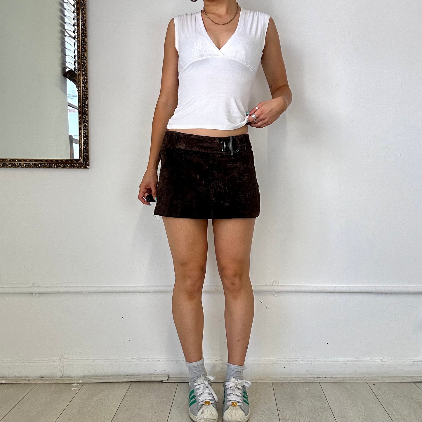 90's jane norman brown suede mini skirt