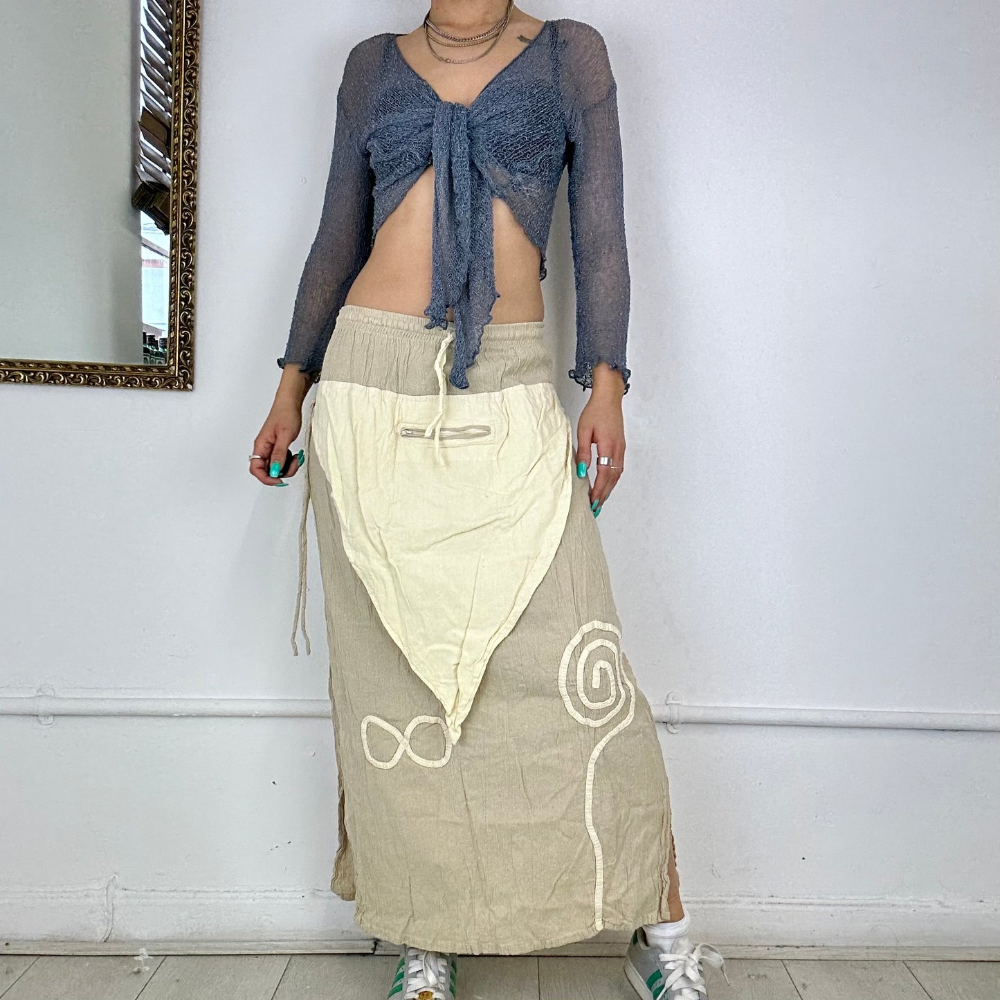 linen layered maxi skirt