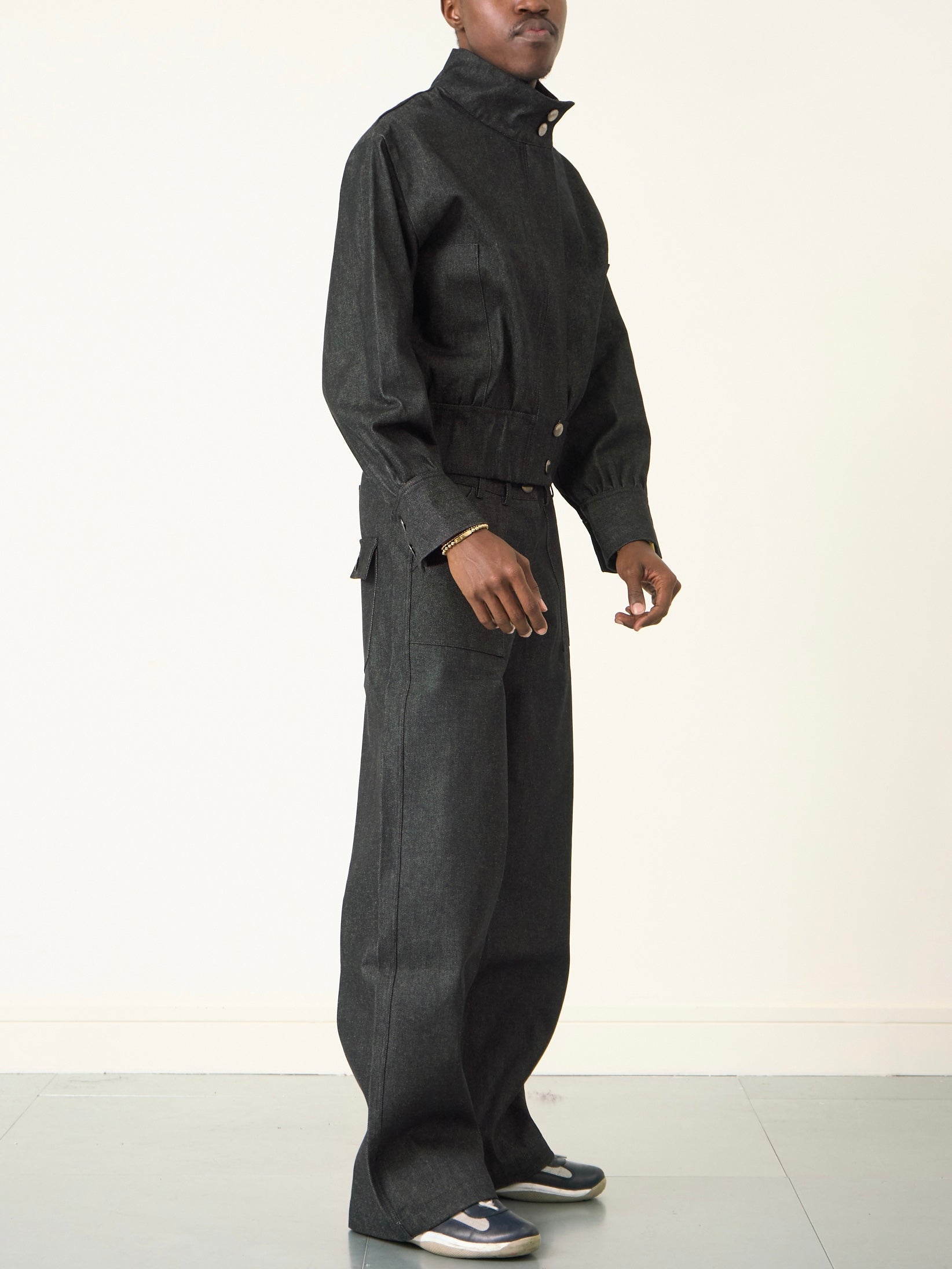 slouch jacket - dark grey denim