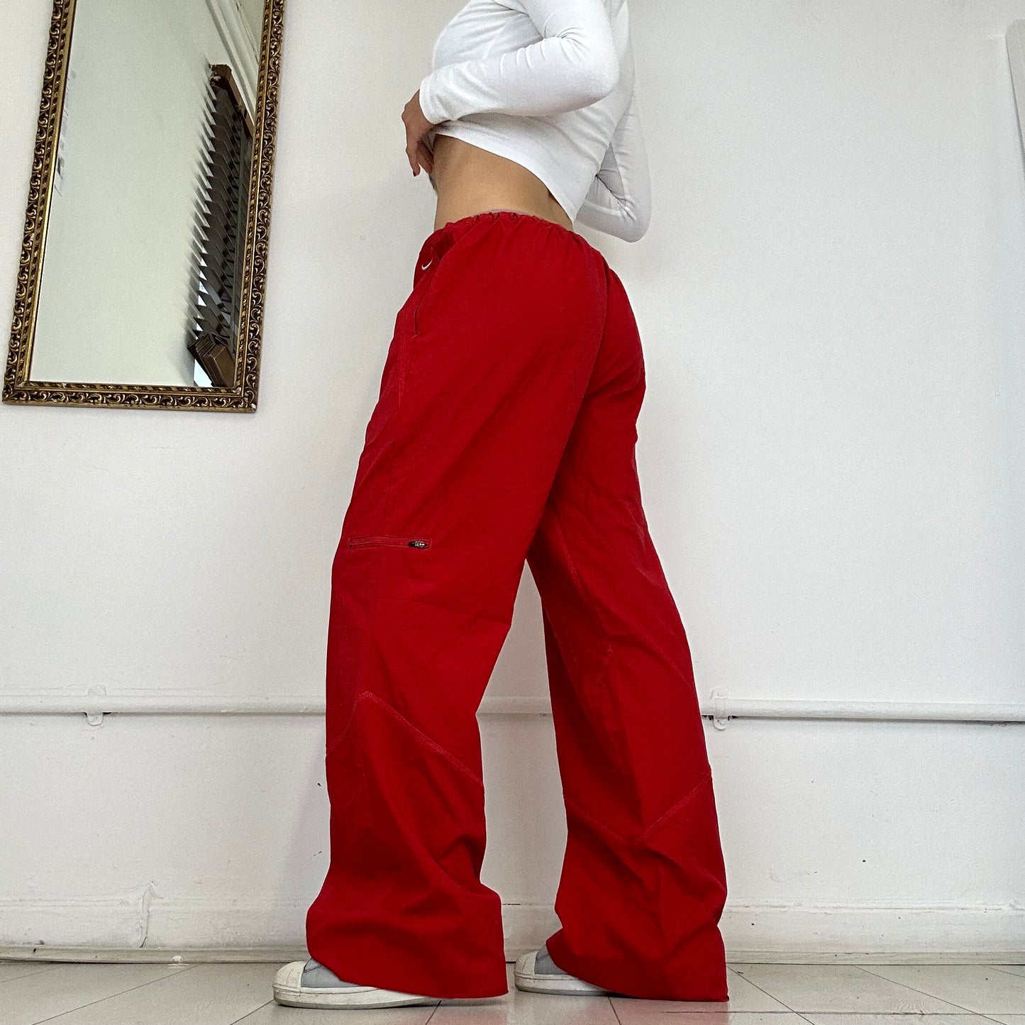 red vintage nike tracksuit bottoms