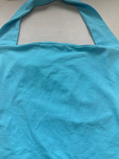 2000's nafnaf blue halter square neck top