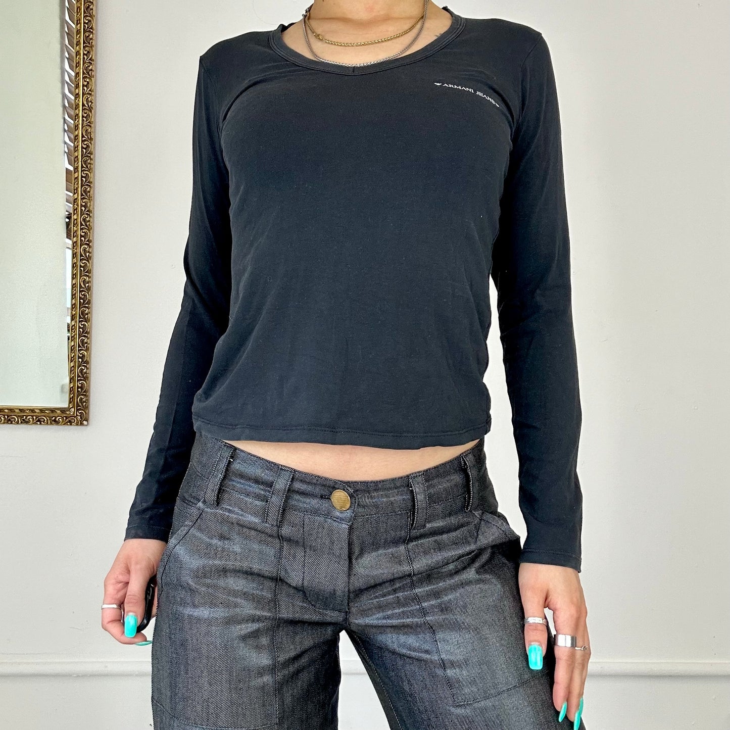 00's armani jeans long neck top