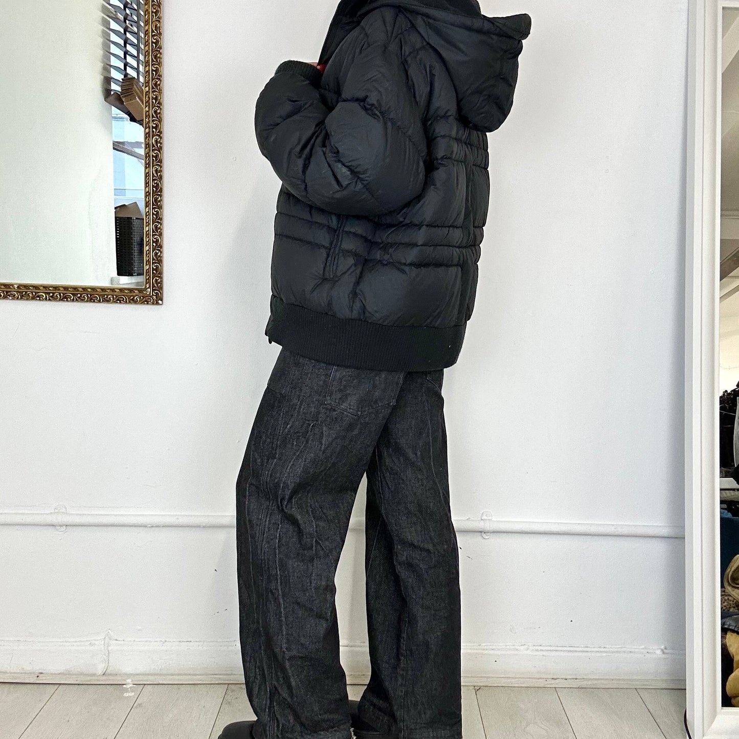 2000's black nike puffer coat