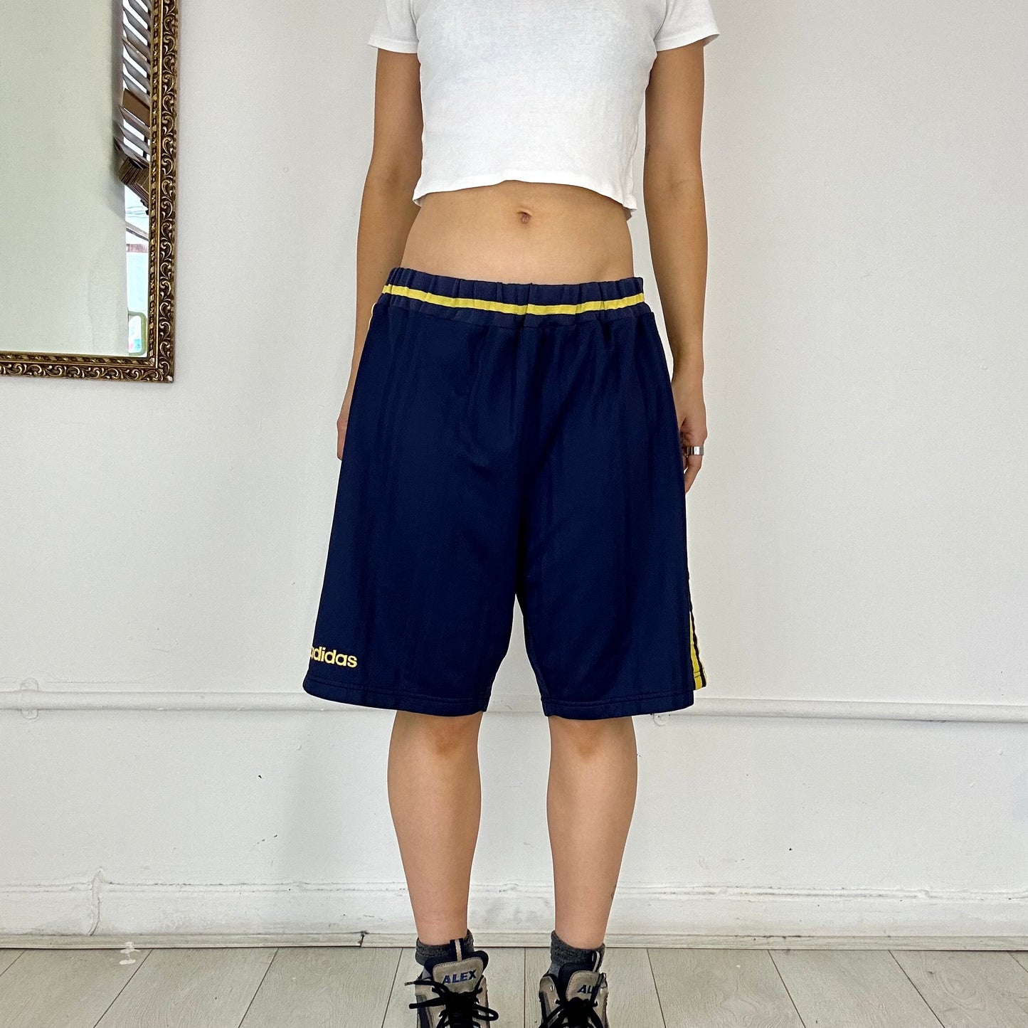 navy & yellow vintage adidas basketball shorts