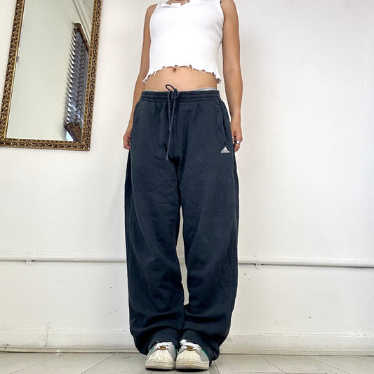 black baggy jersey adidas joggers