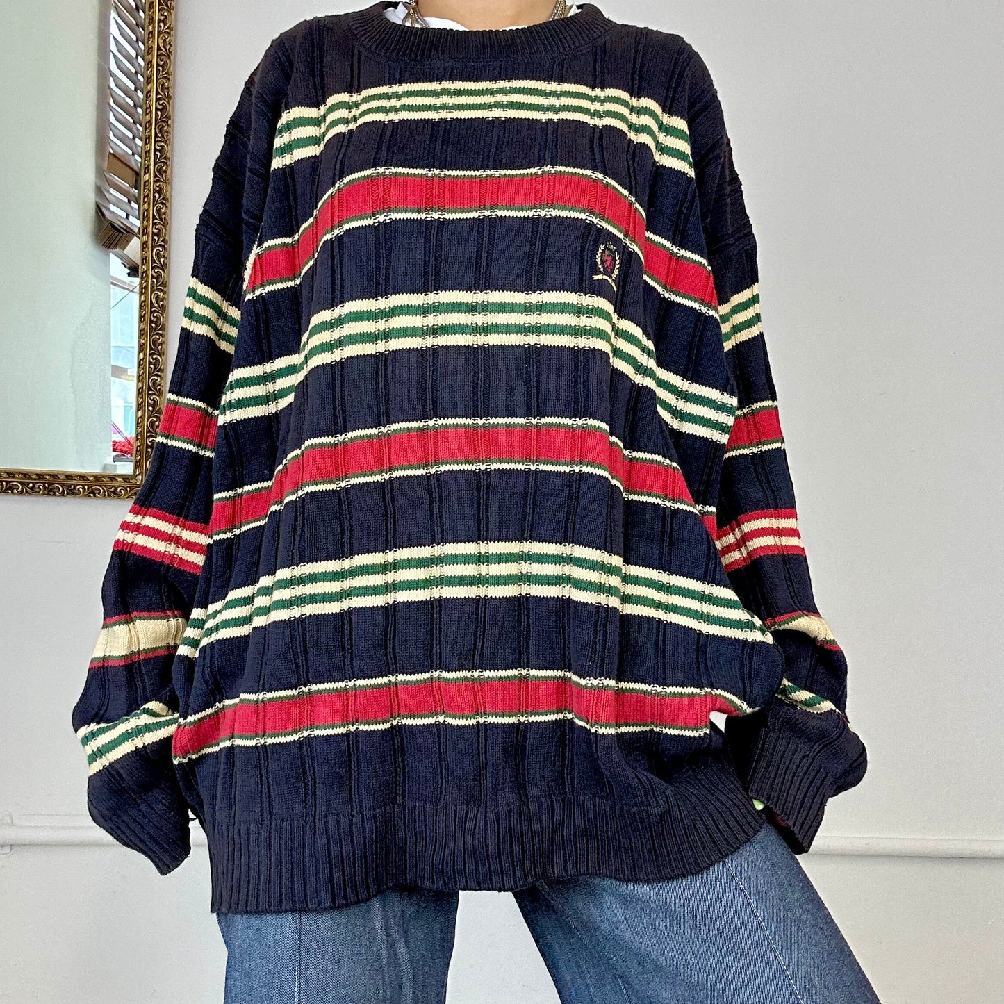 tommy hilfiger striped knitted jumper