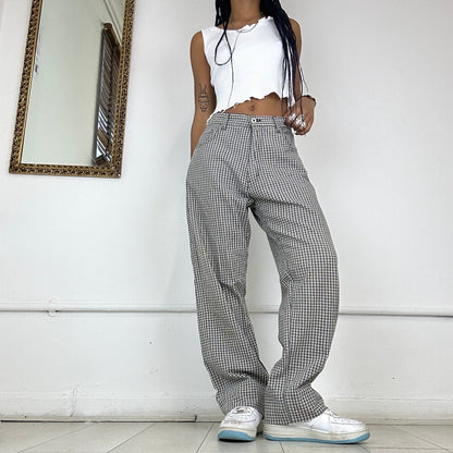 wide leg checked trousers by energie