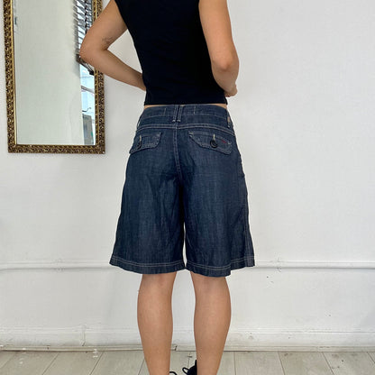 vintage denim pleated shorts