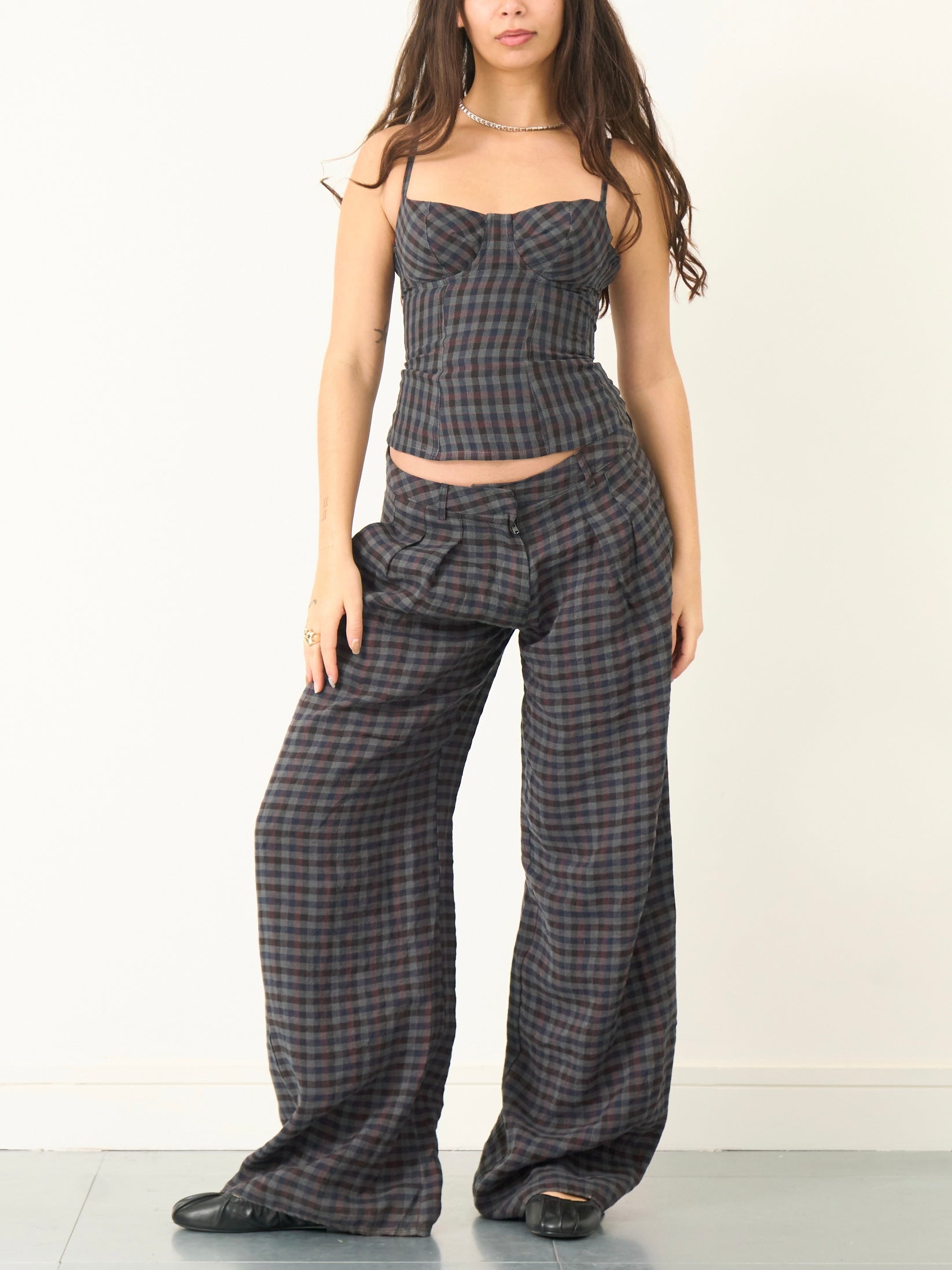 sienna top - gingham linen