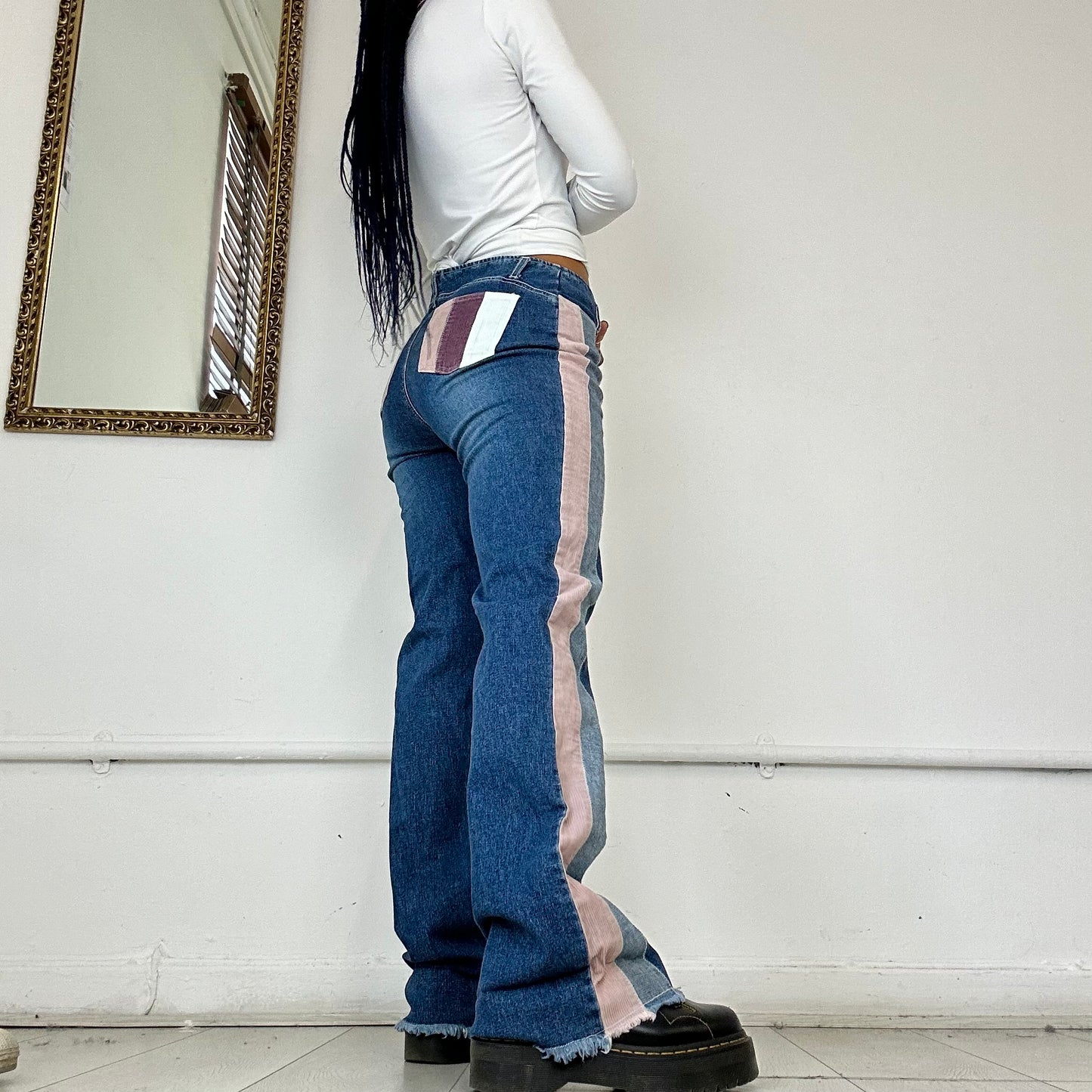 2000’s striped flared jeans