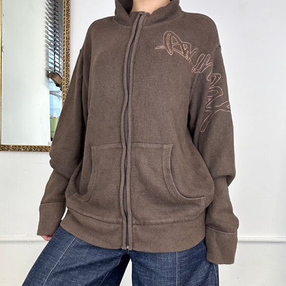 2000's animal zip up knit jumper