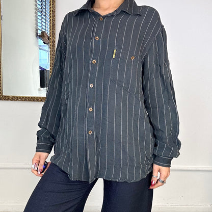 armani jeans vintage pinstripe button up shirt