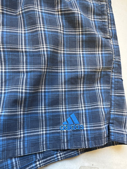 blue checkered adidas shorts