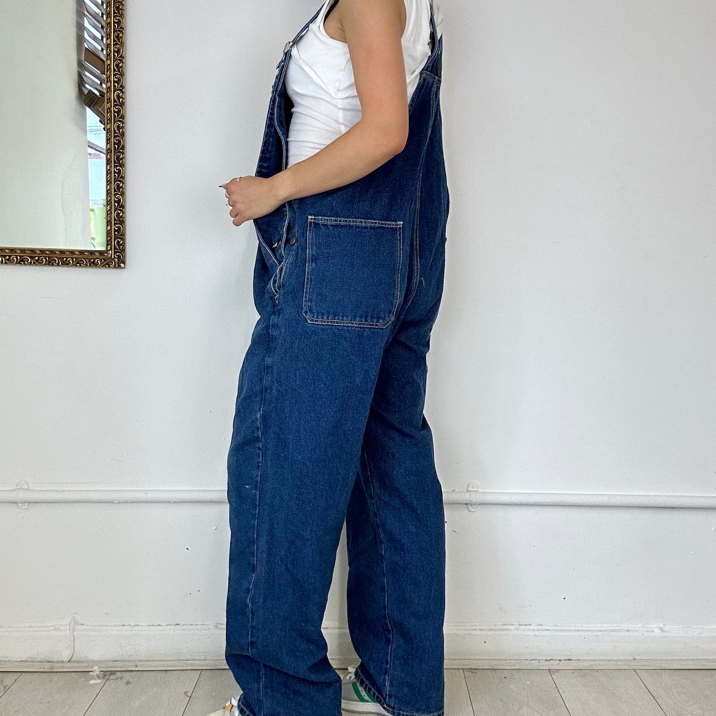 vintage baggy dark wash denim dungarees