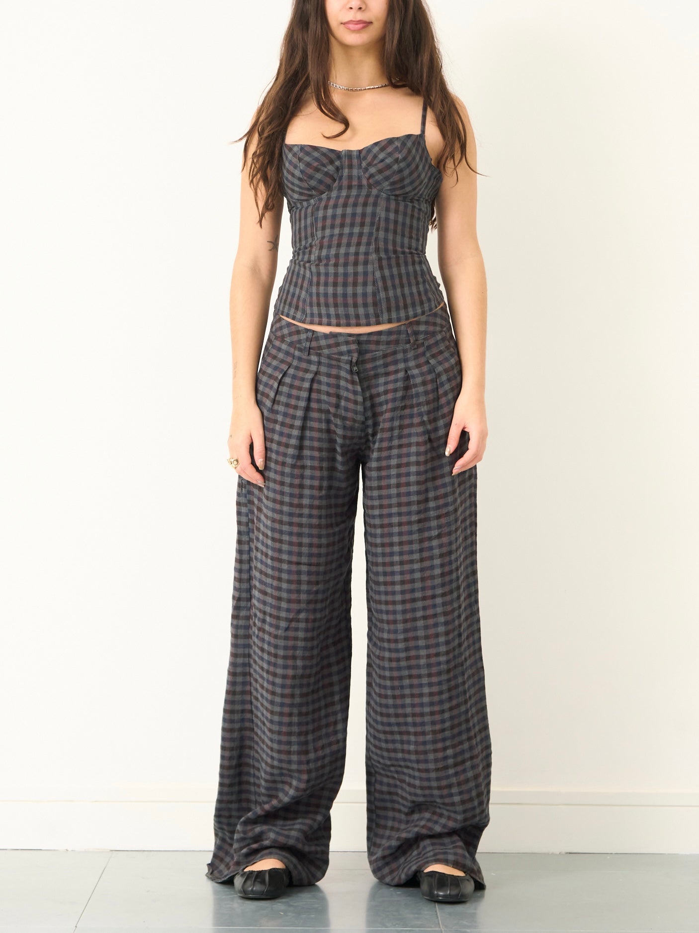 parker trouser - gingham linen