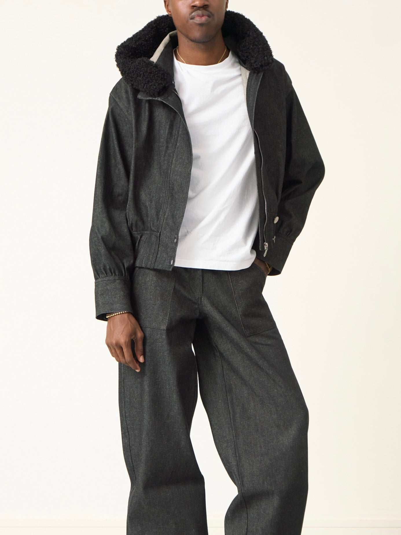 slouch jacket - dark grey denim