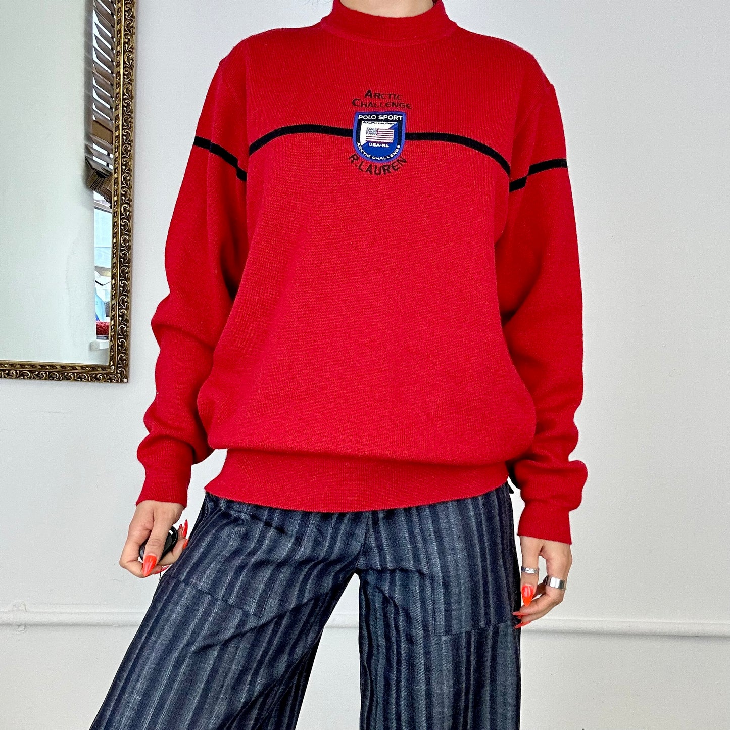 vintage red polo sport jumper