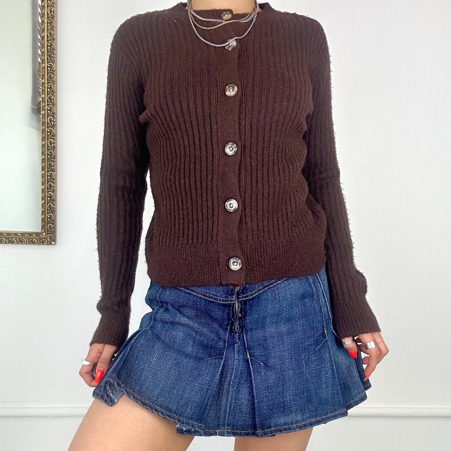 vintage brown knitted cardigan