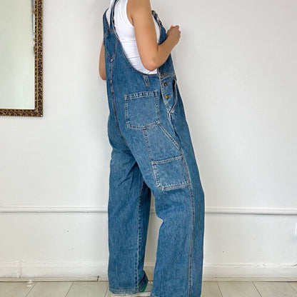 baggy mid wash denim dungarees