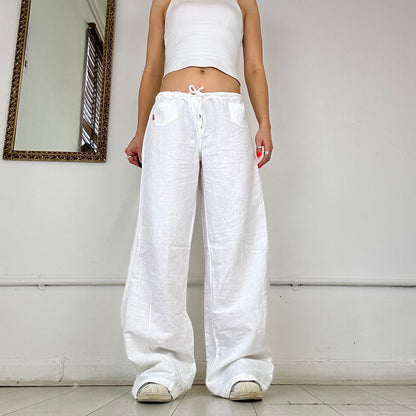 white linen trousers